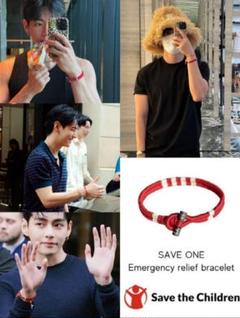 BTS テテ V 着用ブレスレット レッド BTS V テテ着用 SAVE ONE ブレスレット M - メルカリ