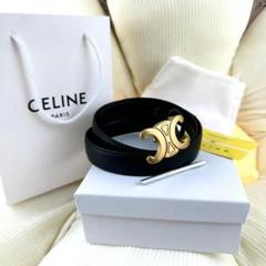 CELINEセリーヌ マカダム　ベルト　ブラック　ゴールド　黒×金 レディース CELINE セリーヌ 75 ベルト 馬車金具 バックルベルト ブラック