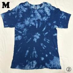 リメイク　Tシャツ　しぼり柄　インディゴ　夏　脱色　カジュアル　一点もの　M