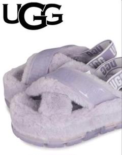 ☆UGG　ファーサンダル 24cm パープル　美品☆ UGG 紫 ファー サンダル 24cm アグ スリッパ ほぼ未使用