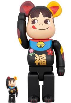 BE@RBRICK 招き猫 ペコちゃん 福 黒 100％ & 400％のサムネイル