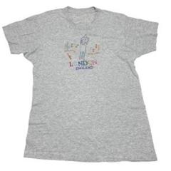 90sシングルステッチ 半袖Tシャツ ロンドン 音符刺繍 夏物古着j47①