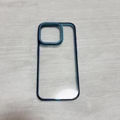 iPhone15Pro ケース 透明 クリア ブルー カメラスタンド スタンド