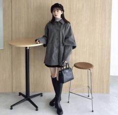 RiLi カットメルトンミドルコート グレージュ　グレー　ショート丈コート RiLi カットメルトンミドルコート グレージュ グレー ショート丈