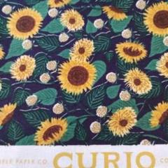 USAコットンCOTTON+STEEL約2mひまわりシーチング生地ネイビー花柄夏