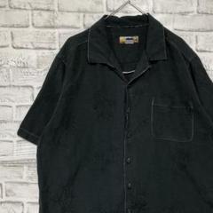 半袖シルクシャツ！アロハ　ブラックL 710