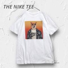 Y4555【NIKE】グラフィックTシャツ 犬プリント 半袖 柴犬 ホワイト 白