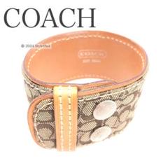コーチ COACH バングル キャンバス レザー シグネチャー ブラウン