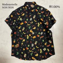 ☆未使用美品☆マドモアゼルノンノン ブラックデザイン柄シャツ Mademoiselle NON NON / マドモアゼルノンノン （レディース