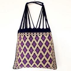 ハンモックバック　刺繍　ネイビー×パープルのサムネイル