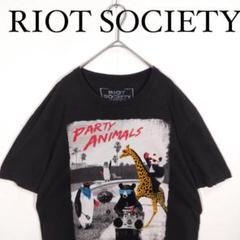 RIOT SOCIETY Party Animals Tシャツ 黒　M アニマル