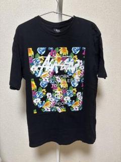 【美品】ステューシー フラワープリント Tシャツ ブラック　Lサイズ STUSSY ステューシー ワールドツアー フラワープリント Tシャツ
