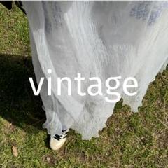 vintage シースルー ギャザー フレア ワンピース レースのサムネイル
