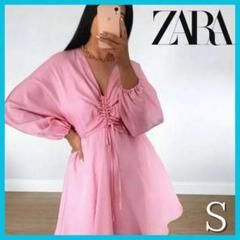 新品◆タグ付き●ZARA trf ツイード ワンピース ピンク サイズS ZARA - ザラ ツイード ワンピース 襟付き フリンジの通販 by み