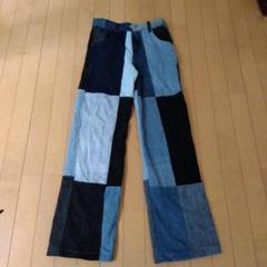 ハンドメイド　パッチワーク　デニムパンツ