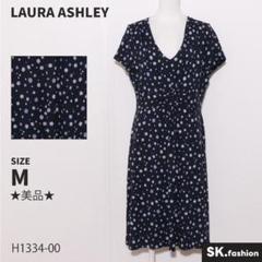 ★美品★ LAURA ASHLEY ワンピース　膝丈　水玉模様　伸縮性　Aライン