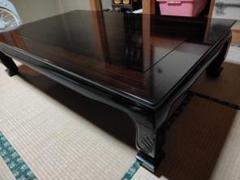 黒檀 高級座卓 テーブル お膳 黒い漆器 黒呂色塗 老松沈金 座卓 ZT-010」かねみつ漆器店の座卓