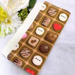 【ハンドメイド】シマエナガチョコレート ガーゼハンカチ