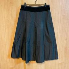 【Gabardin K.T】ひざ丈スカート　プリーツ フレアスカート　黒　L