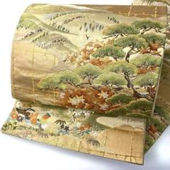 【和】16356o 袋帯　六通柄　金駒刺繍　遠山風景文様　リサイクル　着物のサムネイル