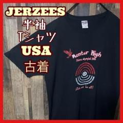 学校 カレッジロゴ ジャージーズ L メンズ ブラック 古着 半袖 Tシャツ
