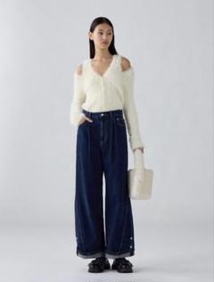 【GU×rokhの限定コラボ】【完売品】ワイドデニムパンツ(S)