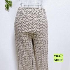 ダブルフォーカス カジュアルパンツ M 裾フレア ストレッチ素材 ブラウン