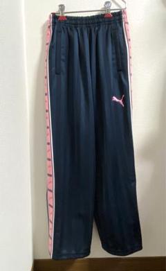 プーマ ジャージ パンツ ズボン スポーツ 紺 ピンク ライン SS