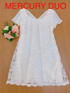 【試着のみ 美品✨】MERCURY DUO レース切り替え シフォンワンピース