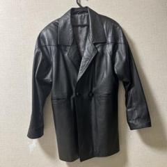 ブラックレザーダブルブレストジャケット F
