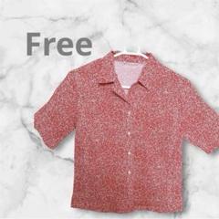 ピンク花柄 半袖シャツ　シャツ　ピンク　レディース