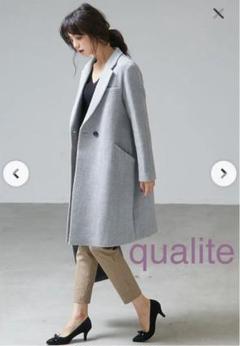 【あすつく】 qualite ダブルメルトンコートチェスターコート ウールコート ジャケット・アウター