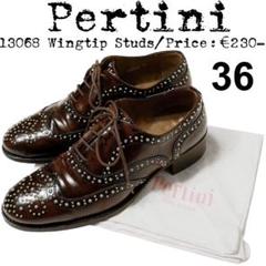 美品Pertini スタッズレースアップ ドレスシューズ 36