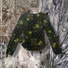 sinequanone フランス製 y2k 透け感 花柄 キーネックパワーネット