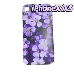 【iPhoneX/XS】紫 花柄 iPhoneケース 大人気 韓国