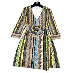 美品✨ダイアン　DFV　カシュクールワンピース　シルク100　マルチカラー　10 美品✨ダイアン DFV カシュクールワンピース シルク100 マルチ