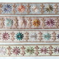 フチあり花柄 インド刺繍リボン スパンコールなし 幅約2.5cm長さ1m