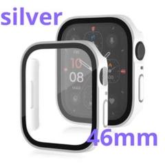 AppleWatch10 46mm シルバー 保護カバー 強化ガラス 防水 保護