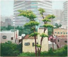 絵画 543 油絵/風景/東京の街景/大崎/御殿山より/F8 絵画 543 油絵/風景/東京の街景/大崎/御殿山より/F8
