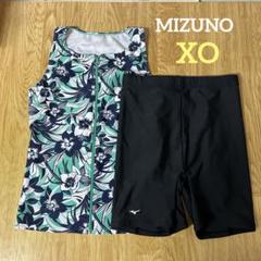 ☆Mizuno セパレート水着 青色幾何学模様　ＸＬ MIZUNO ミズノ フィットネス水着 レディース FWセパレーツ