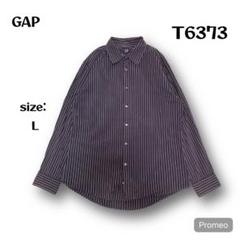 【即購入OK】GAP ストライプシャツ　サイズL ネイビー