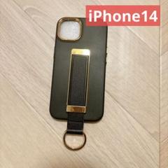 iPhone14 スマホケース バンド付き 背面ベルト 落下防止 ゴールド