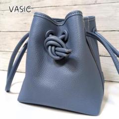 ヴァジック ボンド ミニ ショルダーバッグ 巾着 ブルー 2way 肩掛け