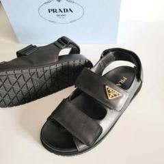【新品未使用】PRADA/プラダ ナッパレザー サンダルブラック 38