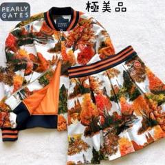 極美品　 パーリーゲイツ　セットアップ　ジャケット　スカート　柄　紅葉　オレンジ 極美品 パーリーゲイツ セットアップ ジャケット スカート 柄