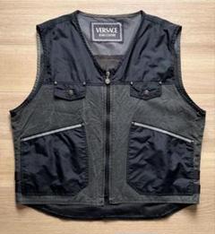 【希少】90s VERSACE ブラック ベスト メデューサ刺繍 古着