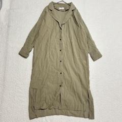 セポ　カーキロングシャツワンピース 長袖　M a2171