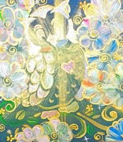 開運絵画　❀首が回る回る福福福梟❀