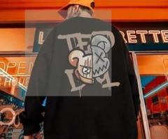 オーバーサイズ ユニックス Tシャツ 長袖 2XL カジュアル ブラック