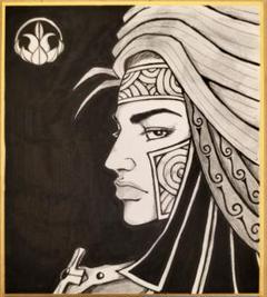 武士（侍）【足軽頭】　オリジナルイラスト　　ペン画　戦国武将　武将風似顔絵